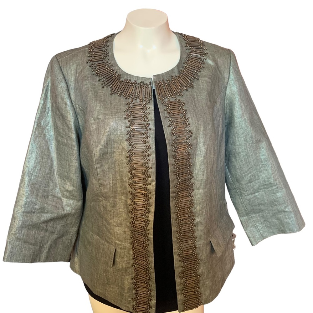 Chico’s Jacket with Beautiful Finishing in a Bronze Color Size 12 NWOT